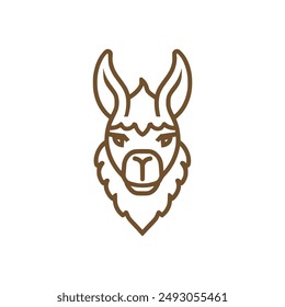 Diseño de Plantilla de Ilustración vectorial de logotipo animal de cabeza de alpaca de lujo simple elegante