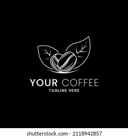 simple elegant luxury coffee logo design with coffee beans and coffee leaves elements. logo for coffee shop company.