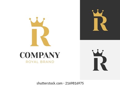 simple elegant luxury letter I R crown logo, modern simple initial IR king royal brand logo icon symbol vector element