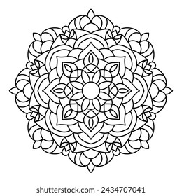 Einfaches und elegantes Mandala-Design für Erwachsene Malbuch, florale Mandala Art
