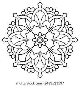 diseño simple y elegante de mandala para colorear libro, tatuaje y diseño de henna, arte creativo de mandala
