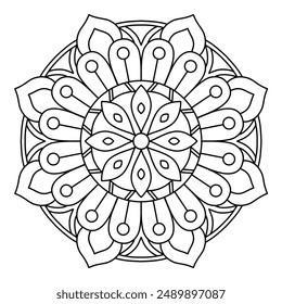 diseño simple y elegante de mandala para colorear libro, diseño de tatuaje y henna, arte creativo de mandala, diseño de mandala para adultos libro para colorear
