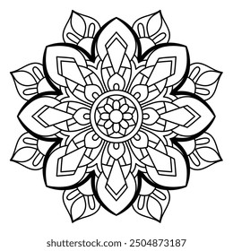 Diseño simple y elegante del mandala para colorear el libro, diseño de la henna y arte de la pared, arte elegante del mandala
