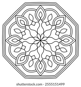 simple and elegant mandala design for coloring book page, creative mandala art
