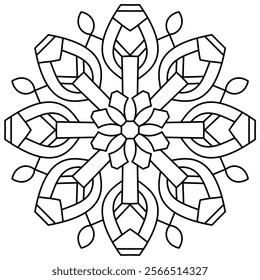 simple and elegant mandala design for coloring book page , creative mandala art for wall art
