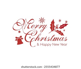 A simple elegant Merry Christmas 2024 typography design with red white color. Xmas text design. Vector illustration