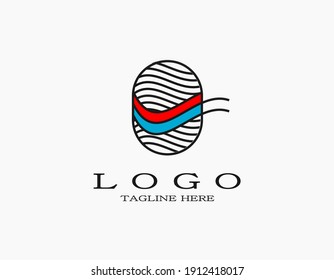 Simple elegant minimal fingerprint logo with black lines and red-blue waves in the middle on a white background.