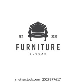 Simple elegant minimalist home interior furniture logo design illustration template