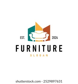 Simple elegant minimalist home interior furniture logo design illustration template