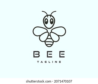 simple elegant minimalist line art bee logo template illustration