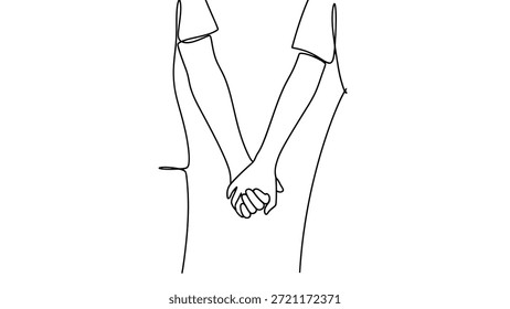 Un dibujo minimalista simple y elegante que representa dos manos que se sostienen entre sí, simbolizando la conexión, la unidad y la intimidad emocional. La obra enfatiza la belleza de las relaciones humanas