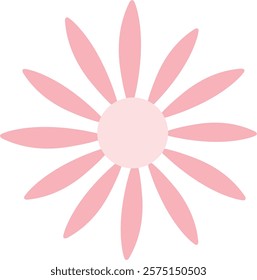 A simple and elegant minimalist Pink Flower Illustration with Simple Design featuring smooth shapes and a pastel color palette, ideal for digital art