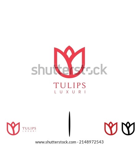 simple elegant minimalist tulips logo design modern concept 