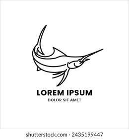 Simple, Elegant, Modern, and Beautiful Monoline Style Animal Logo Template for Your Creative Project. Portrait Sword Fish Logo
