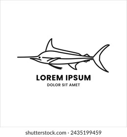 Simple, elegante, moderno y hermoso estilo Monoline Animal Logo Plantilla para su proyecto creativo. Logotipo de pez espada