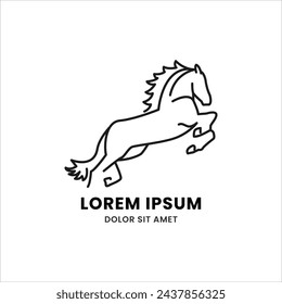 Simple, Elegant, Modern, and Beautiful Monoline Style Animal Logo Template for Your Creative Project. Jumps Horse Logo