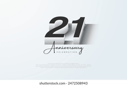 Simple elegant and modern design for the 21st anniversary. With clean and charming 3D numbers.