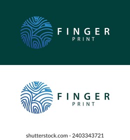 Simple and elegant modern identity fingerprint logo technology design for business branding