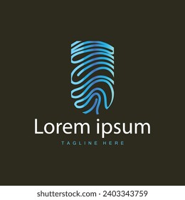 Simple and elegant modern identity fingerprint logo technology design for business branding