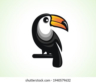 simple elegant modern toucan bird perch art logo symbol illustration inspiration