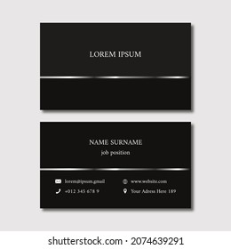 Simple, elegant and modern vector business card template. Black and silver color.