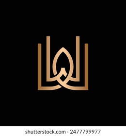 Einfaches elegantes Monogramm Design Logo Initial W und Blätter