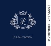 Simple and elegant monogram design template with letter L and crown. Vector illustration.