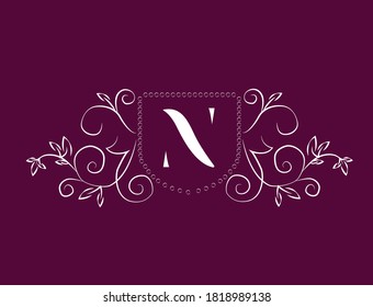 Simple and elegant monogram design template with letter N