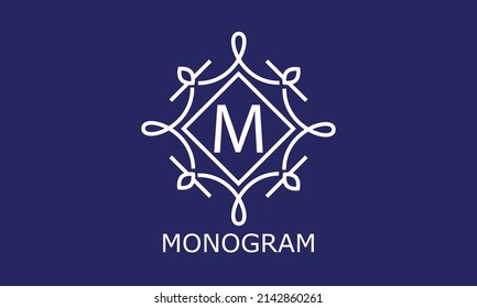 Simple and elegant monogram design template with letter M. Vector logo (sign, symbol, emblem, ornament)
