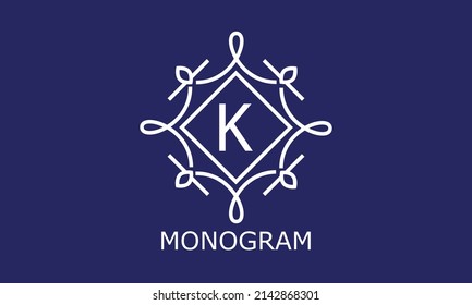 Simple and elegant monogram design template with letter K. Vector logo (sign, symbol, emblem, ornament)