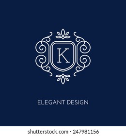 Simple and elegant monogram design template with letter K. Vector illustration.