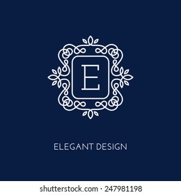 Simple and elegant monogram design template with letter E. Vector illustration.