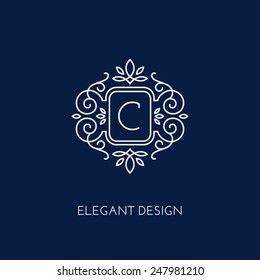 Simple and elegant monogram design template with letter C. Vector illustration.