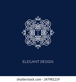 Simple and elegant monogram design template with letter T. Vector illustration.