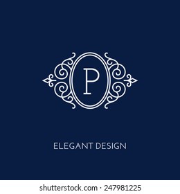 Simple and elegant monogram design template with letter P. Vector illustration.