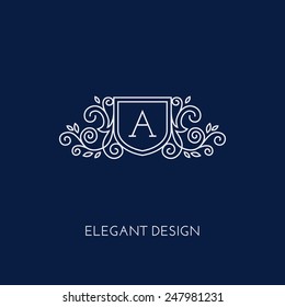 Simple and elegant monogram design template with letter A. Vector illustration.