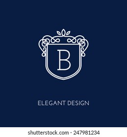 Simple and elegant monogram design template with letter B. Vector illustration.