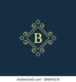Simple and elegant monogram design template with letter B. Vector illustration.