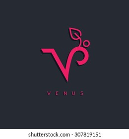Simple and elegant monogram design template with letter V. Vector illustration.