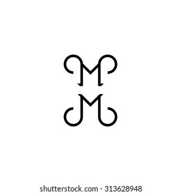 Simple and elegant monogram design template with letter M. Vector illustration.