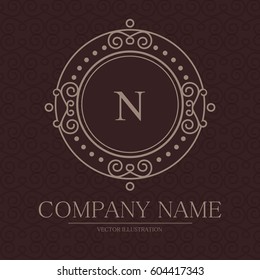 Simple, Elegant Monogram Design Template. Vintage Vignette. Vector illustration.