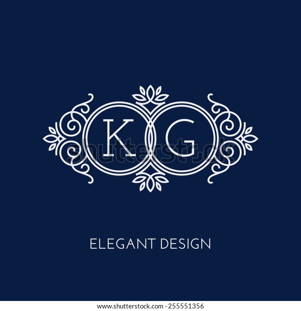 Simple and elegant monogram design template\
for two letters K G. Vector\
illustration.