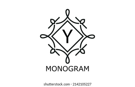 Simple elegant monogram template with letter Y in the center. Decorative business sign, identity monogram for restaurant, boutique, hotel, heraldic or any desired idea.