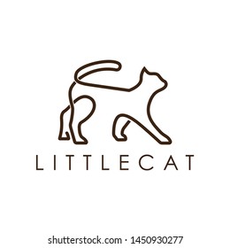 Simple elegant monoline Cat logo design. Line art style logo design inspiration.