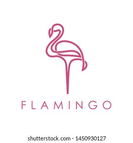 Simple elegant monoline flamingo logo design. Line art style logo design inspiration.