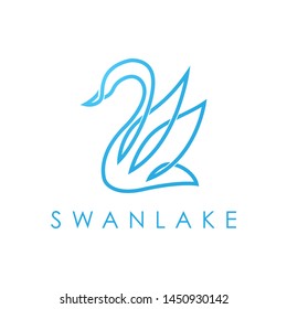 Simple elegant monoline swan logo design. Line art style logo design inspiration.