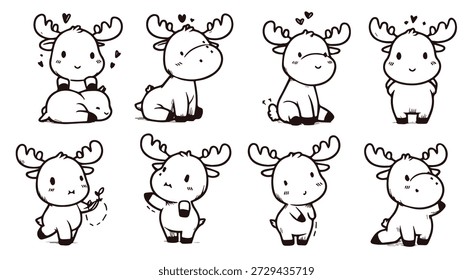 Arte de línea de alce simple y elegante