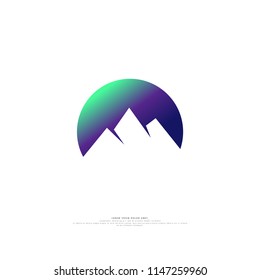 Simple elegant mountain icon. Circle logo for branding identity. Vector image.