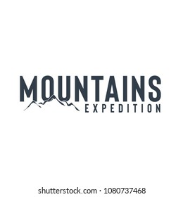 Simple and elegant mountain logo design vector template with typography