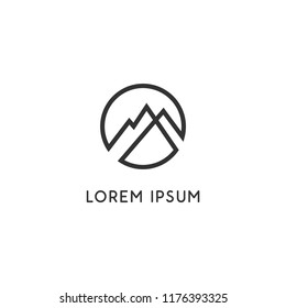 Simple elegant mountains logo for branding identity. Vector image.